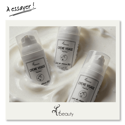Des crèmes pour le visage à base de lait de chèvre bio, présentées dans un environnement doux et naturel, mettant en avant leur efficacité et leur douceur pour la peau.