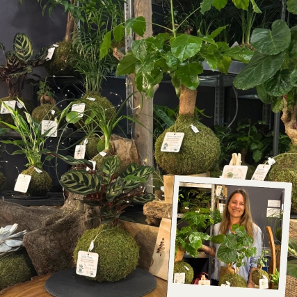stand de plantes fait main et portrait de l'exposante